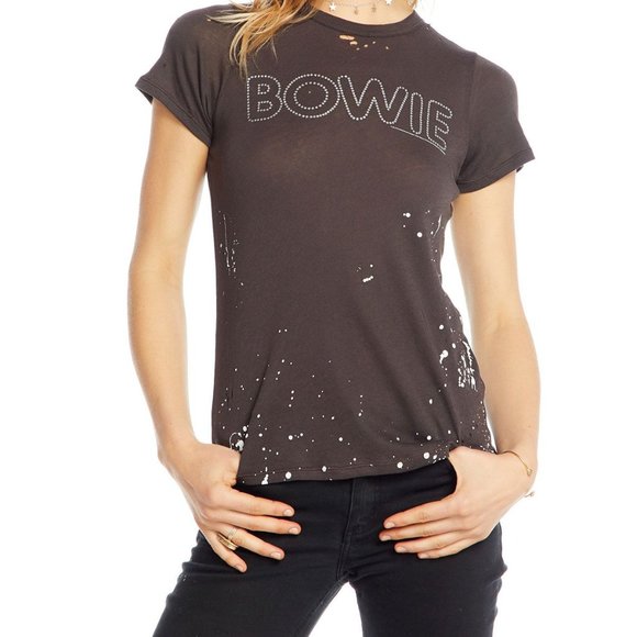 Chaser Tops - Chaser│Silver Bowie Distressed Spattered Tee